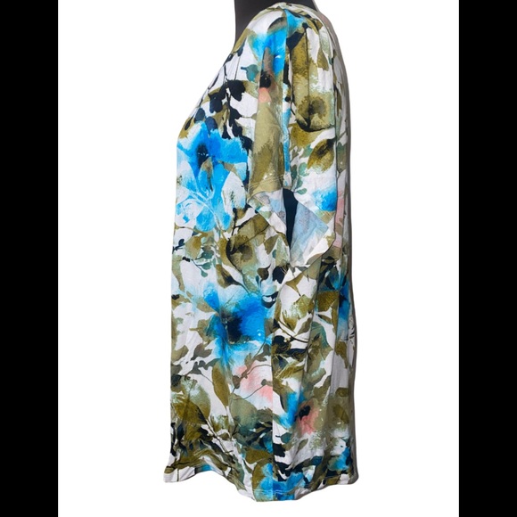 Very nice pull over zip Cynthia Rowley Floral spring top size 1x Washable - Picture 2 of 4